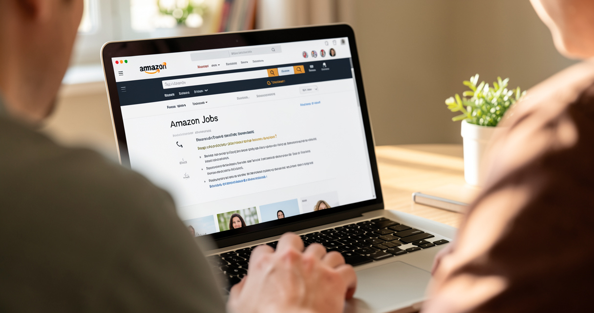 Processus de recrutement Amazon préparateur de commande sur un ordinateur portable
