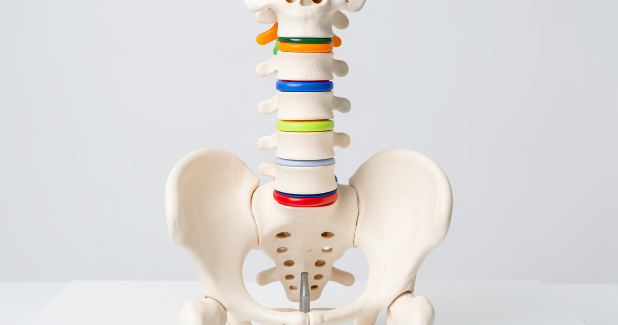 Modèle de colonne vertébrale avec disques intervertébraux, illustration pour article sur la durée d'arrêt pour discopath