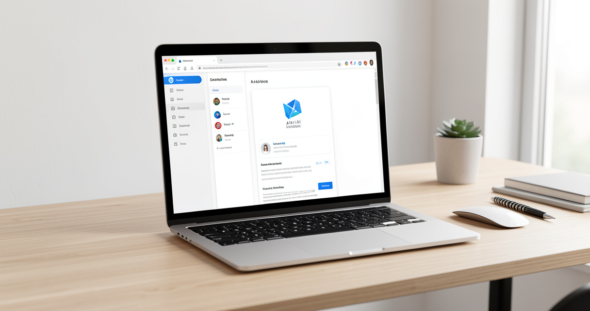 Interface de générateur de logo IA sur un ordinateur portable design