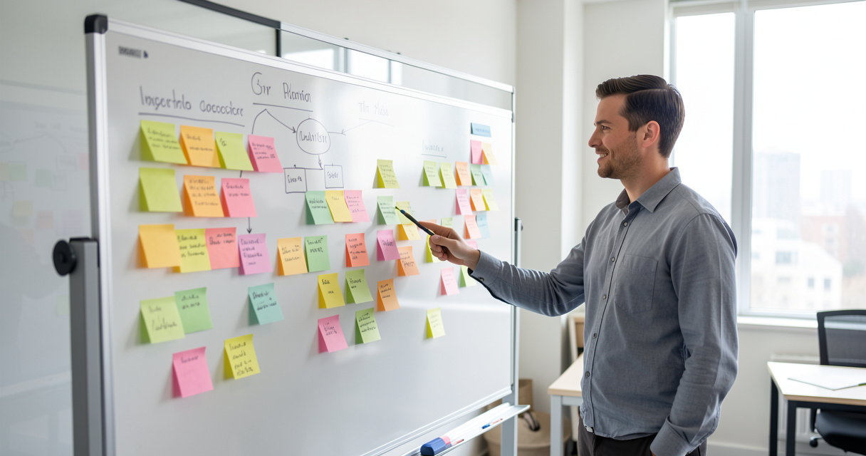 Formation ingénierie pédagogique - concepteur pédagogique en atelier collaboratif dans une salle moderne