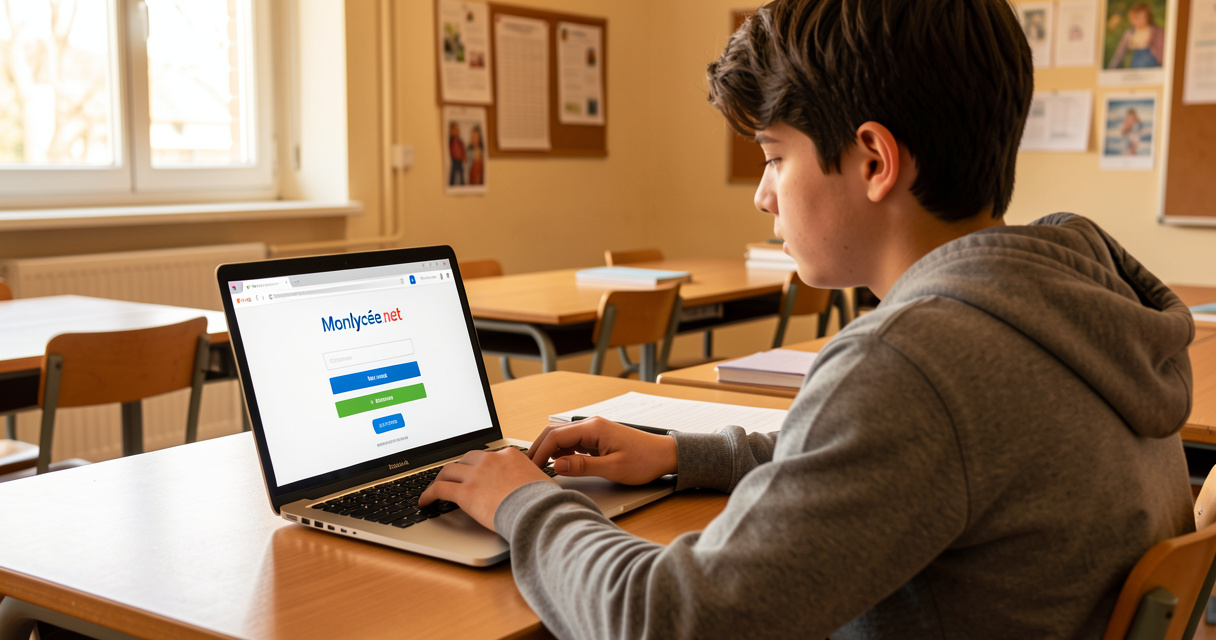 Lycéen se connectant à Monlycée.net PSN sur son ordinateur