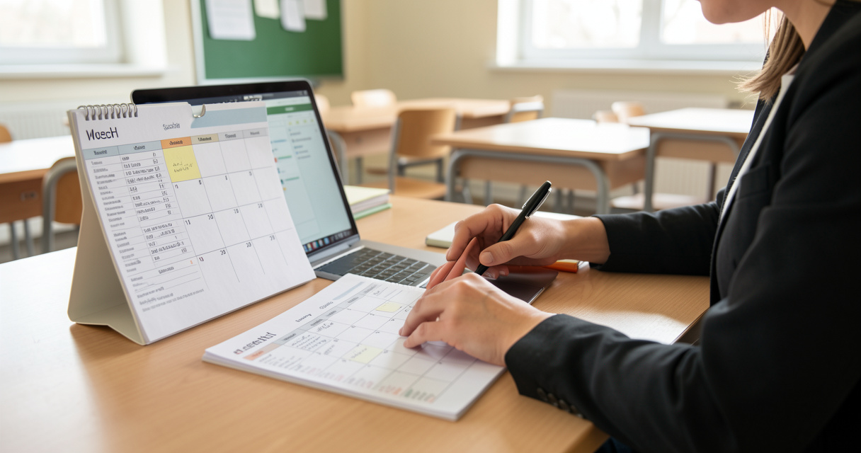 Planification de l'emploi du temps AESH 24h avec calendrier et ordinateur portable