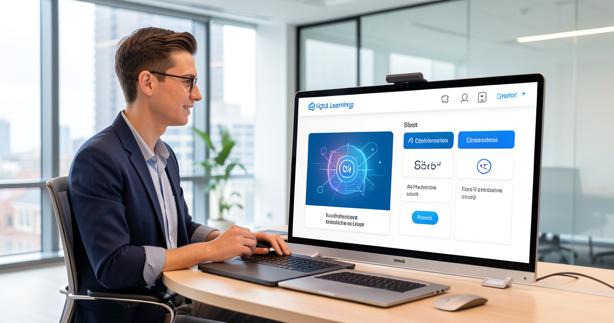 Ingénieur pédagogique et responsable L&D concevant un parcours de formation augmenté par l'intelligence artificielle.