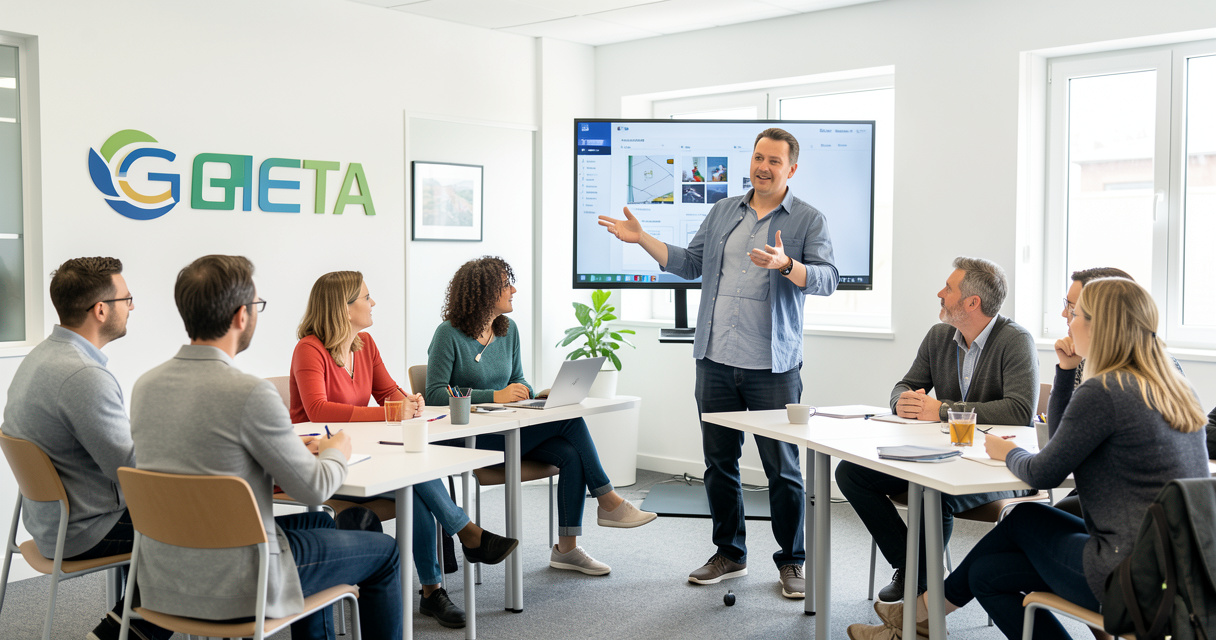 Formateur pour adultes GRETA animant une session de formation en petit groupe