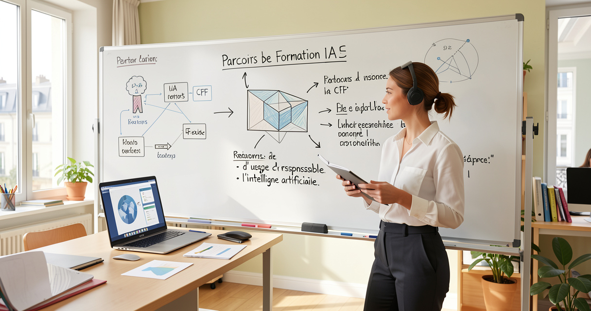 Responsable formation comparant un parcours IA finançable avec le CPF et une charte d’usage responsable.